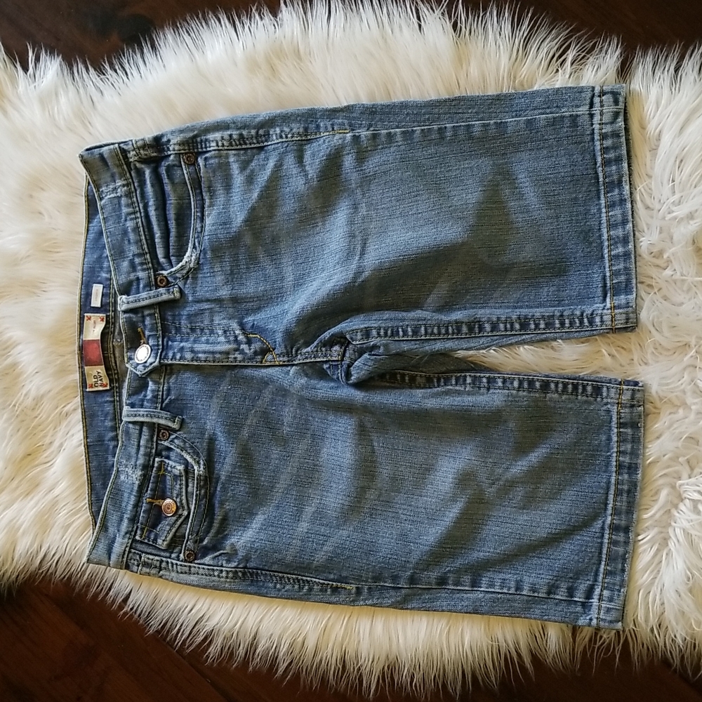 Low-Waist Denim Bermuda Shorts